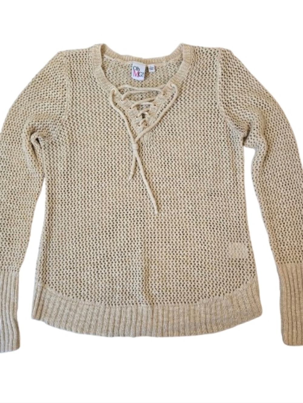 OhMG! Open Knit Sweater Beige Size Large